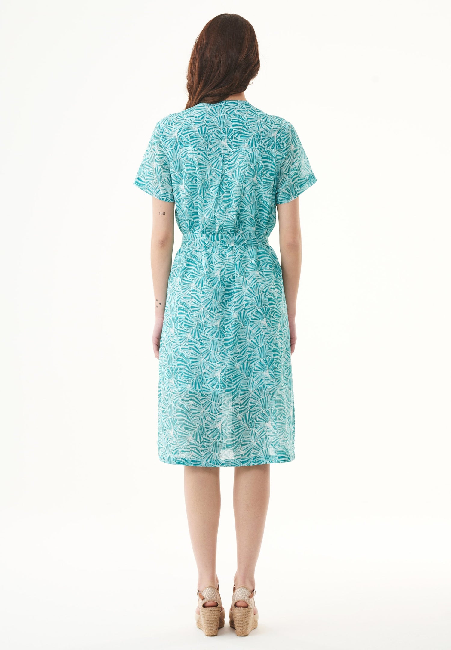 Met ceintuur Voile Emerald Flower Jurk