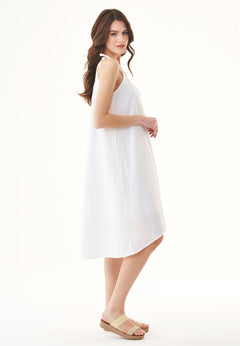 Spaghetti Strap Organic Cotton Summer Dress White