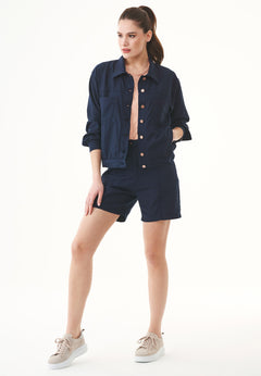 Women's Gabardine Shirt Jacket Navy