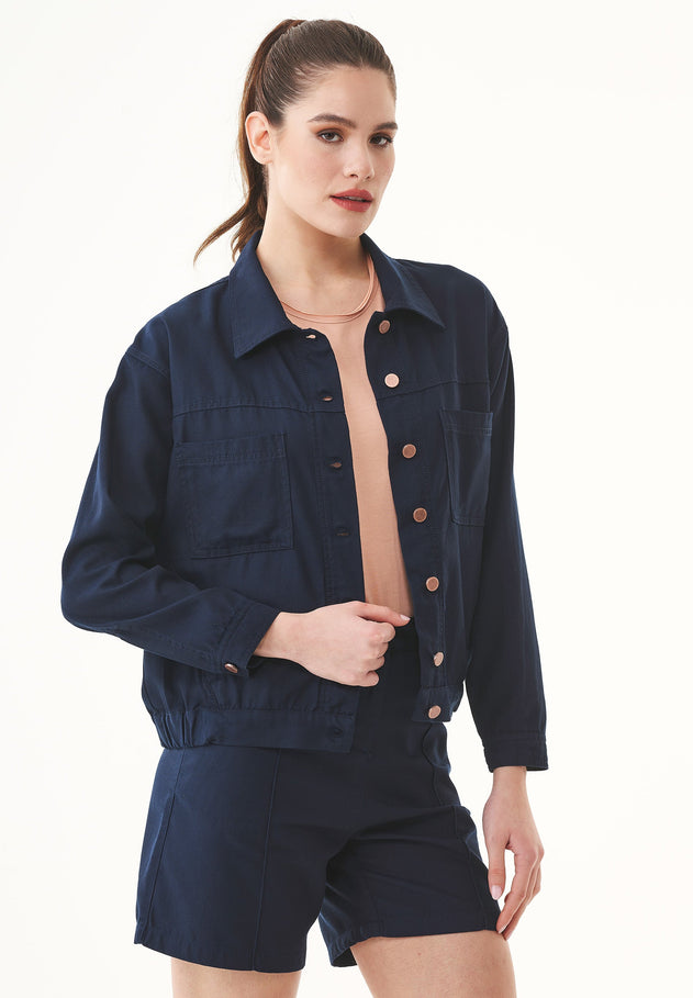 Women's Gabardine Shirt Jacket Navy