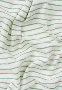 Dun gestreept Linnenmix T-shirt Gebroken wit / Matcha Green