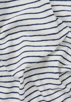 Dun gestreept Linnenmix T-shirt Gebroken wit / Marineblauw