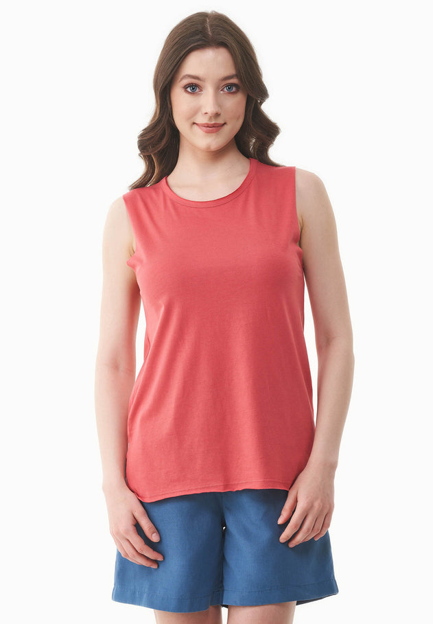 Modalmix Ronde hals Top Radiant Red