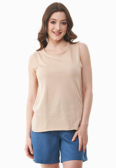 Modalmix Ronde hals Top Soft Beige