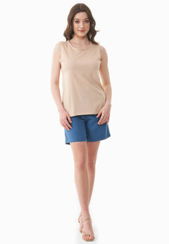 Modalmix Ronde hals Top Soft Beige