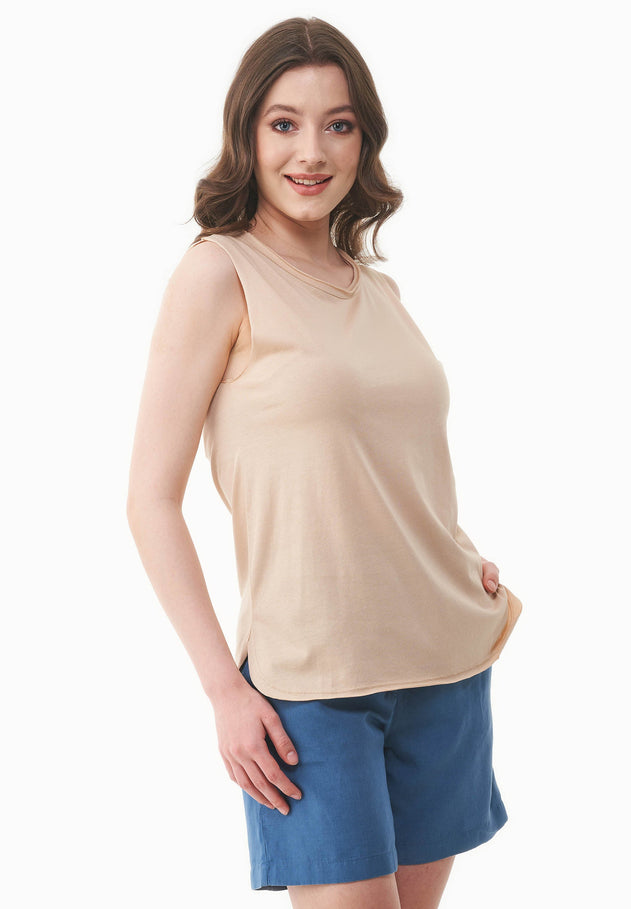Modalmix Ronde hals Top Soft Beige