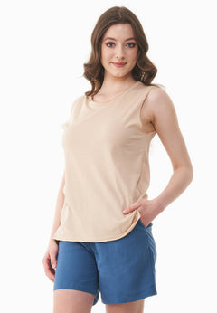 Modalmix Ronde hals Top Soft Beige