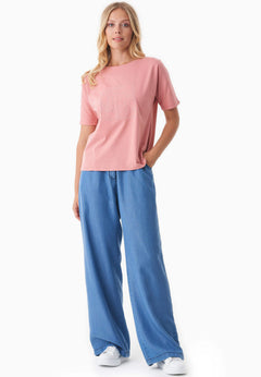 Geborduurd T-shirt Flamingo Pink
