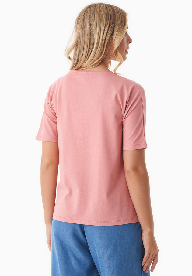 Geborduurd T-shirt Flamingo Pink