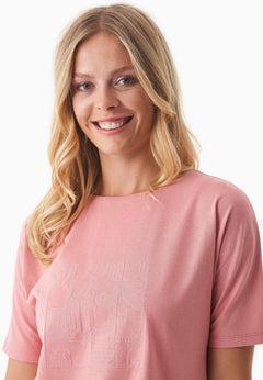 Geborduurd T-shirt Flamingo Pink