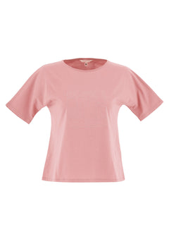 Geborduurd T-shirt Flamingo Pink