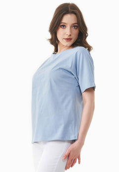 Geborduurd T-shirt Ice Blue