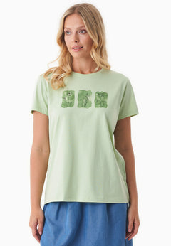 Nature Print T-shirt Foam Green