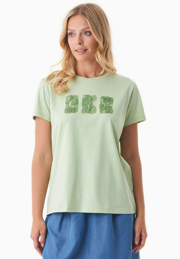 Nature Print T-shirt Foam Green