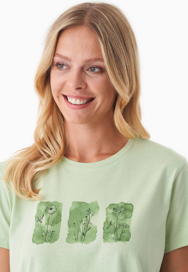Nature Print T-shirt Foam Green