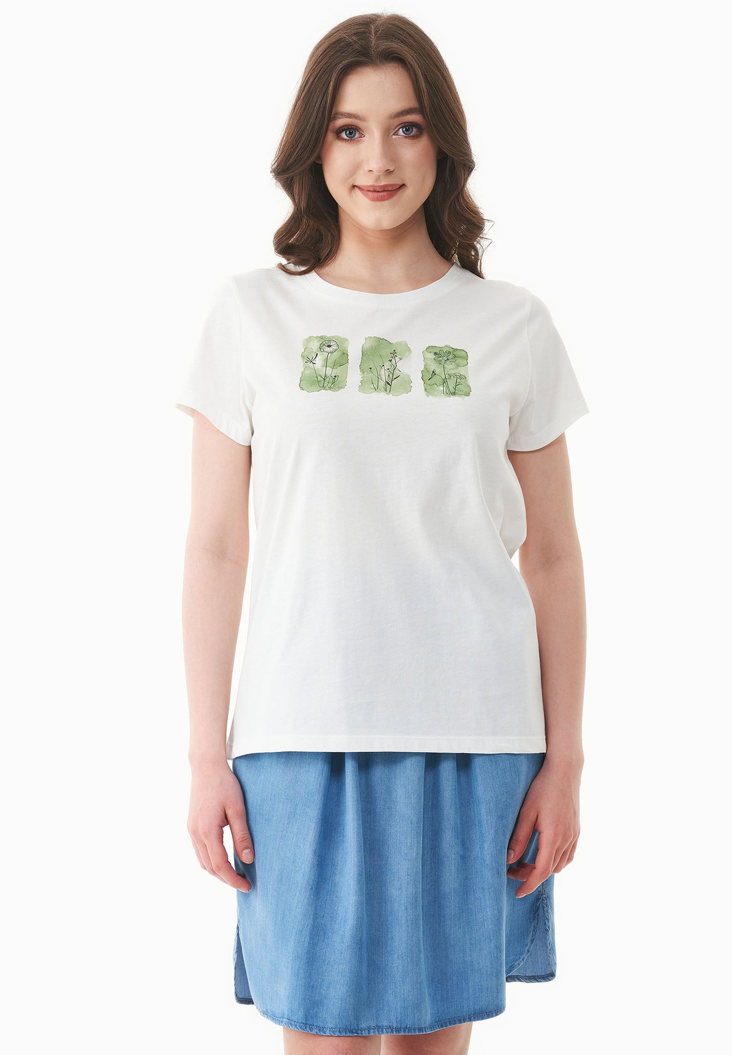 Nature Print T-shirt Gebroken wit