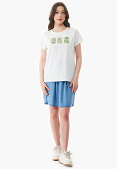 Nature Print T-shirt Gebroken wit