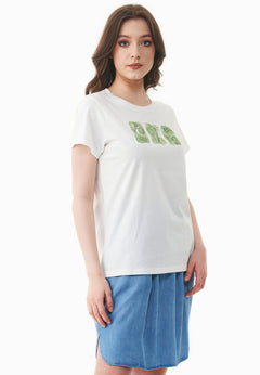 Nature Print T-shirt Gebroken wit