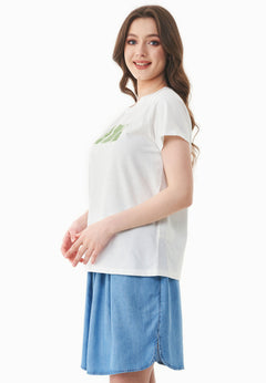 Nature Print T-shirt Gebroken wit