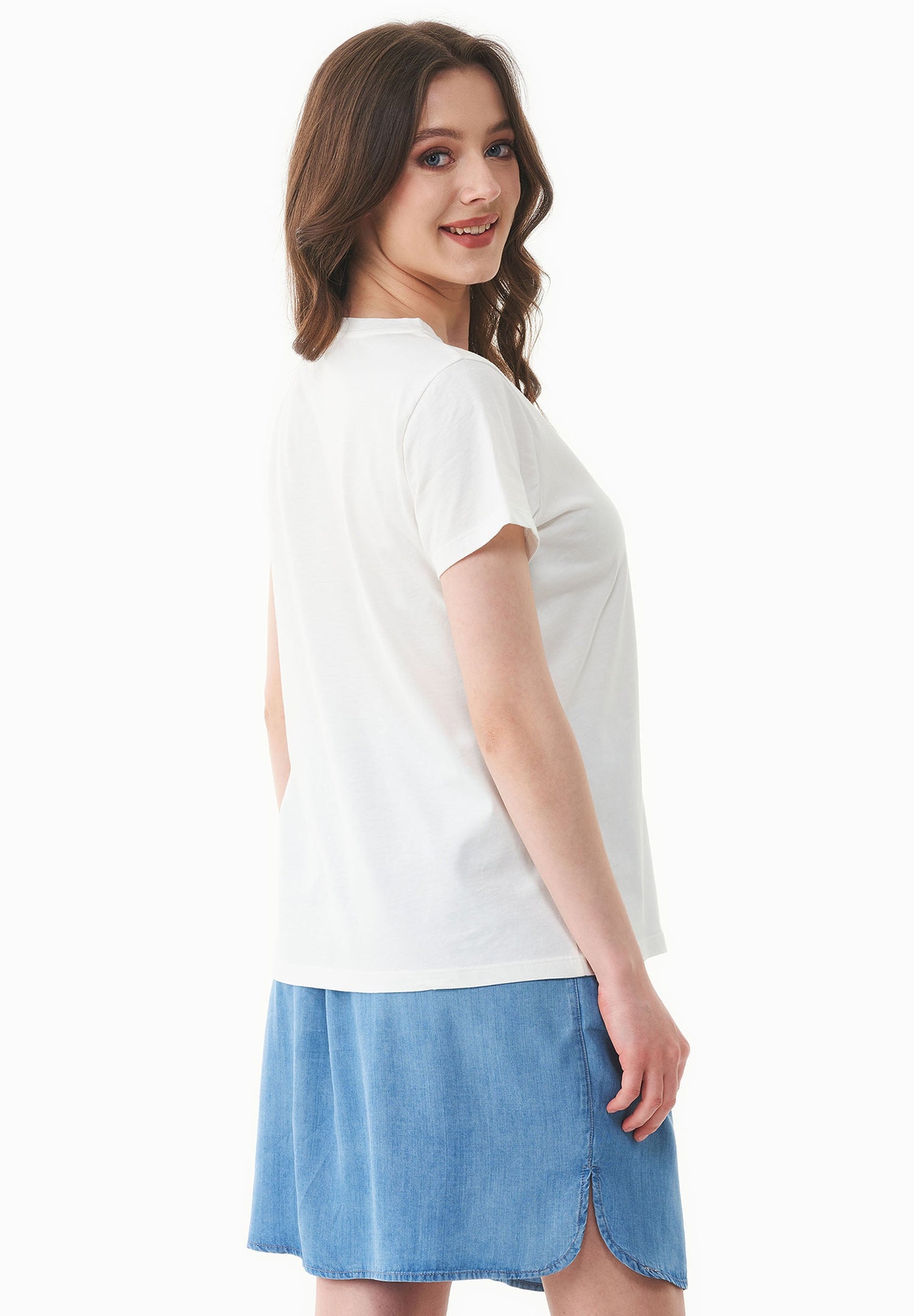 Nature Print T-shirt Gebroken wit