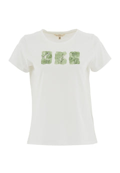 Nature Print T-shirt Gebroken wit