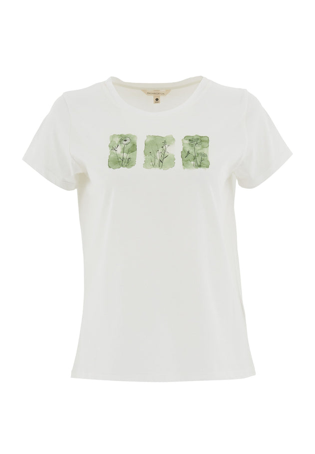 Nature Print T-shirt Gebroken wit