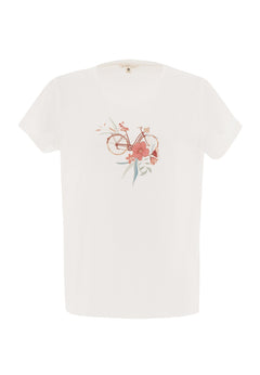 Flower Fietsprint T-shirt Gebroken wit