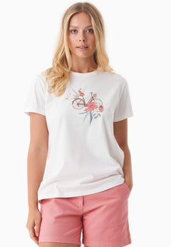 Flower Fietsprint T-shirt Gebroken wit