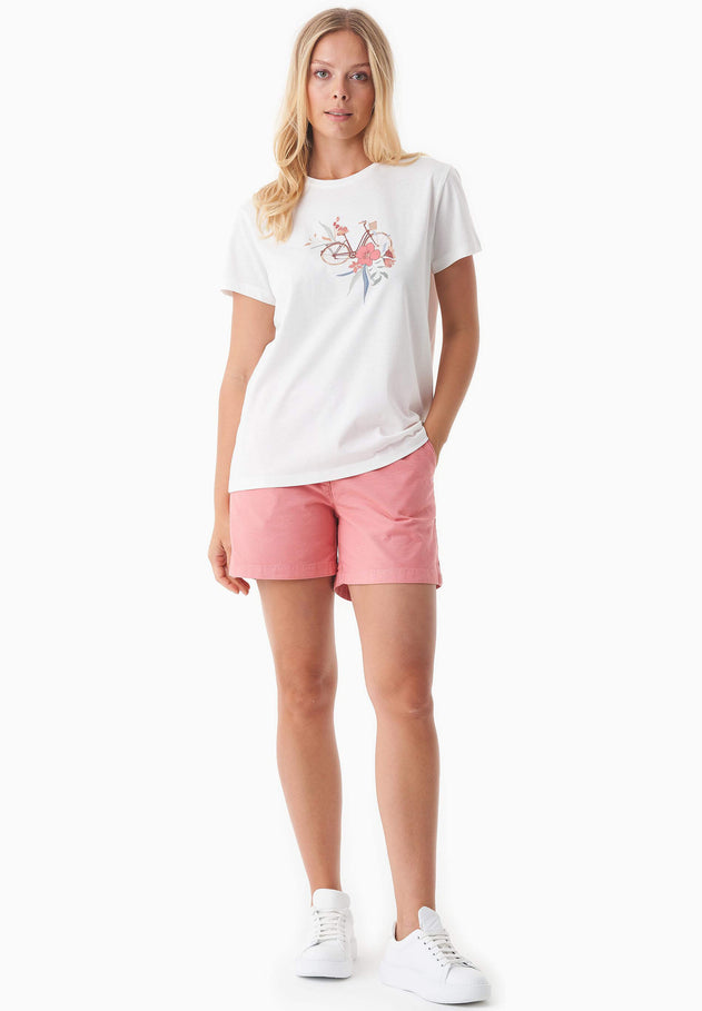 Flower Fietsprint T-shirt Gebroken wit