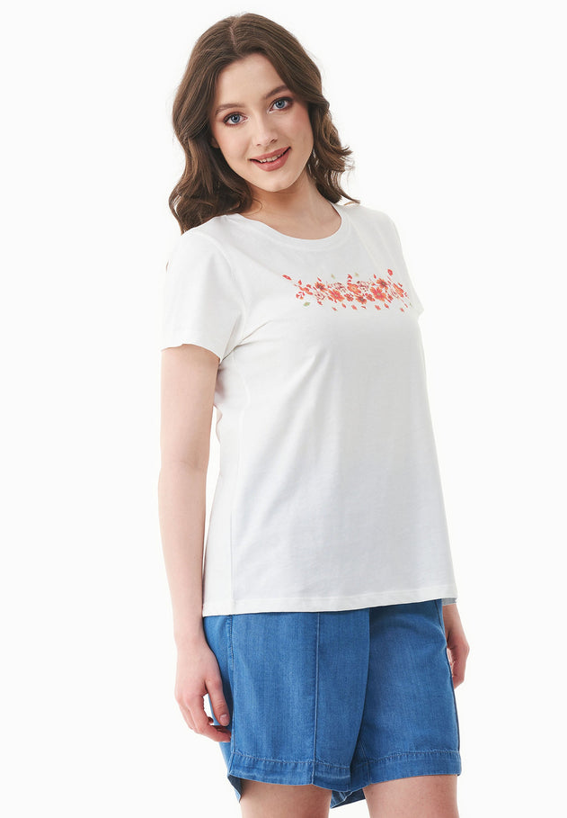 Flowers T-shirt Gebroken wit