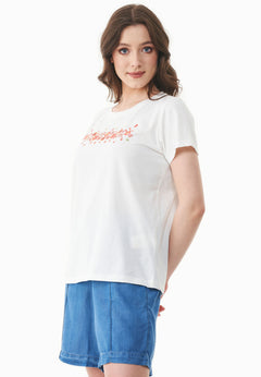 Flowers T-shirt Gebroken wit
