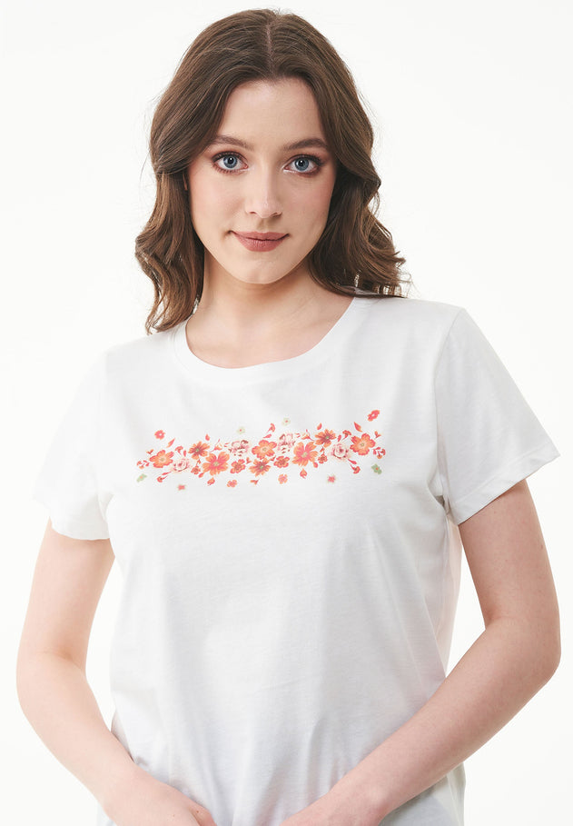 Flowers T-shirt Gebroken wit