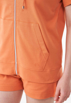 Dames Lichtgewicht Korte mouw Ritshoodie Dusty Orange
