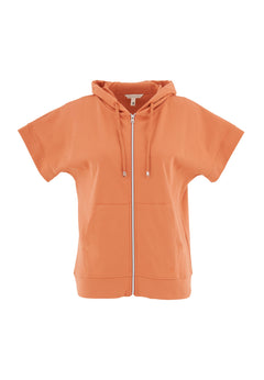 Dames Lichtgewicht Korte mouw Ritshoodie Dusty Orange