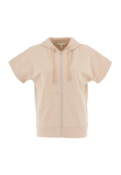 Dames Lichtgewicht Korte mouw Ritshoodie Zacht beige