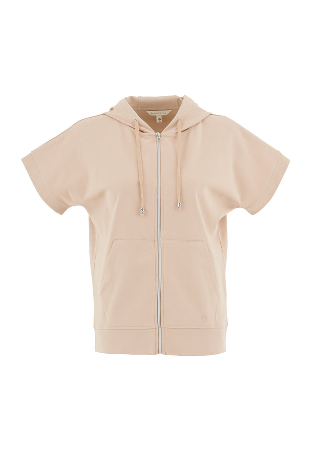 Dames Lichtgewicht Korte mouw Ritshoodie Zacht beige