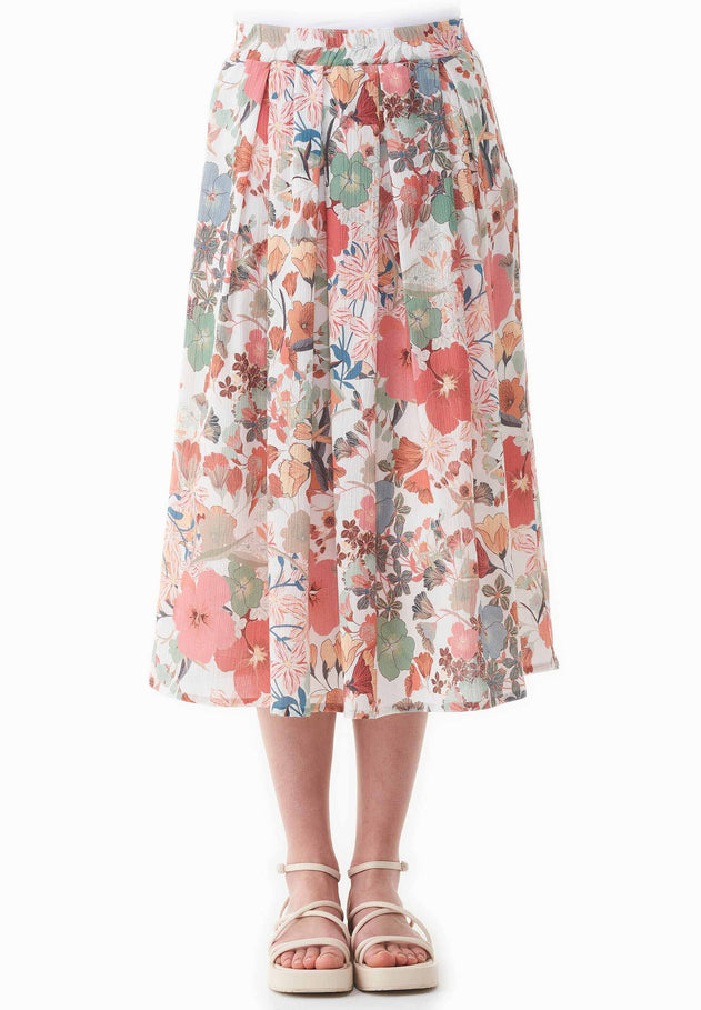 Patterned Organic Cotton Voile Skirt Flower Garden