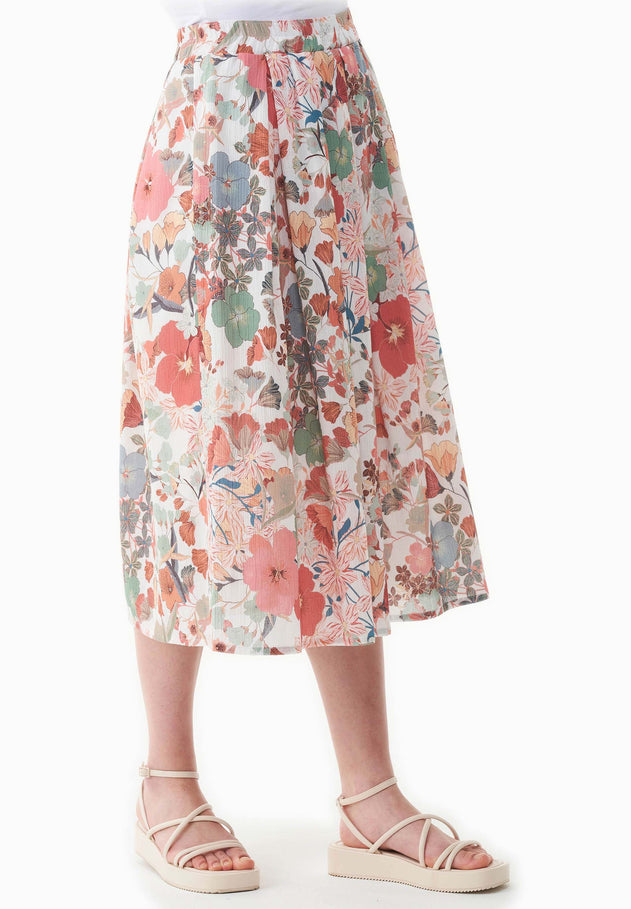 Patterned Organic Cotton Voile Skirt Flower Garden