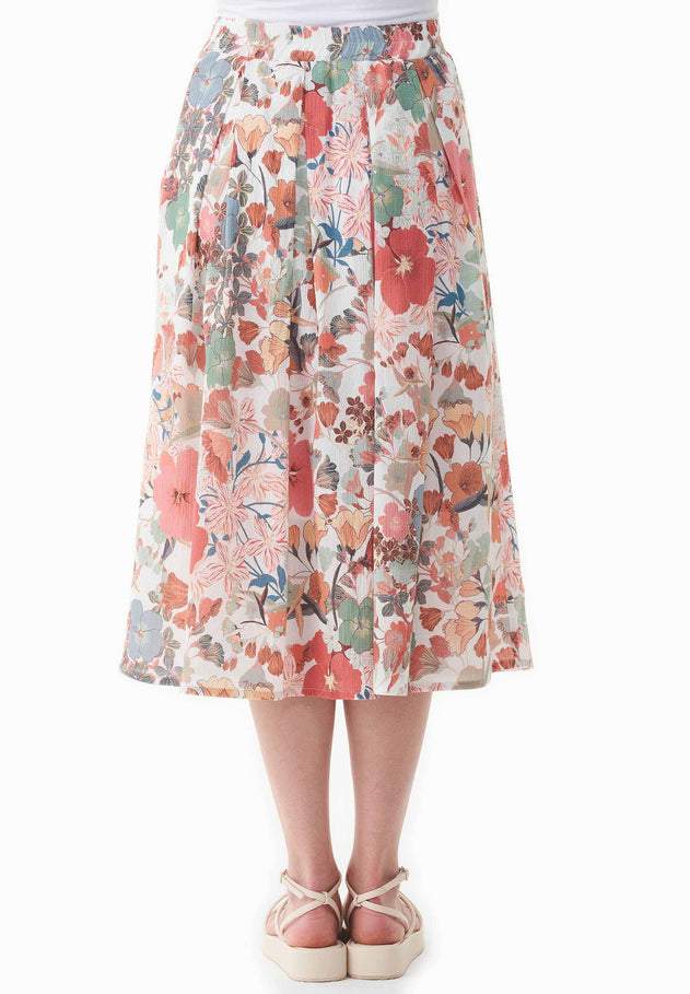 Patterned Organic Cotton Voile Skirt Flower Garden