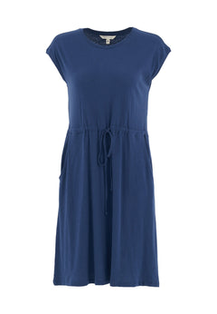 Korte mouw Linnenmix Jersey Jurk Marineblauw