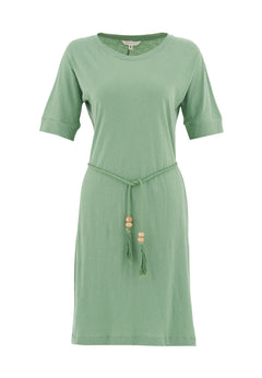 Met ceintuur Jersey Linnenmix Jurk Matcha Green