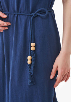 Met ceintuur Jersey Linnenmix Jurk Marineblauw