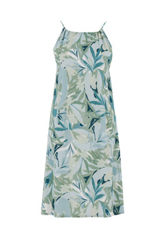 Gedessineerd Viscose Halterhals Abstract Leaf Jurk