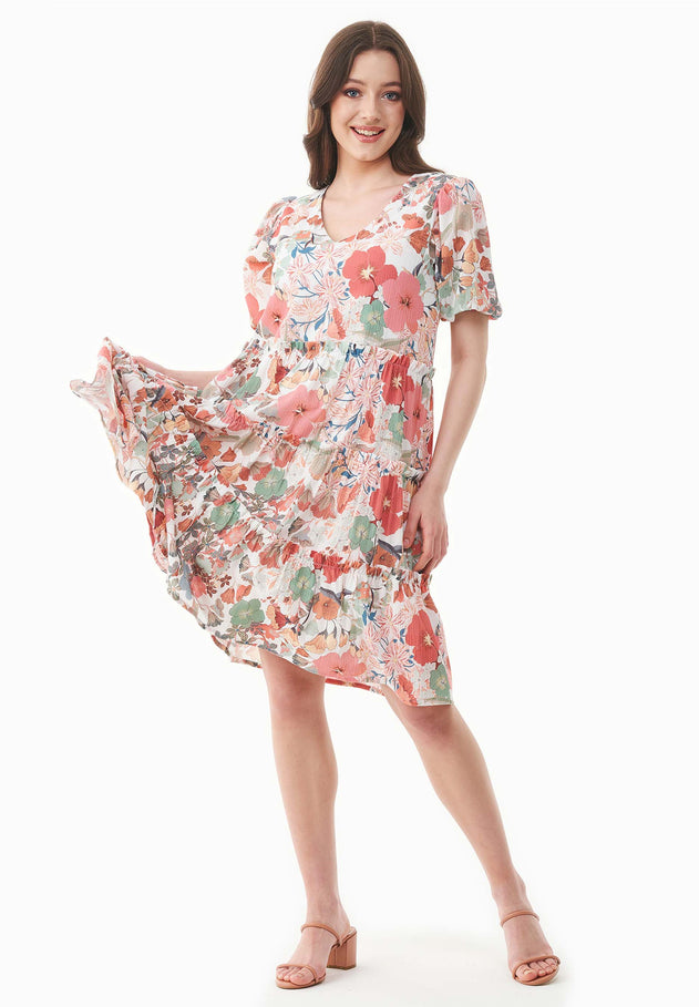 Gedessineerd Voile Flower Garden Jurk