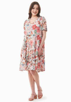 Gedessineerd Voile Flower Garden Jurk