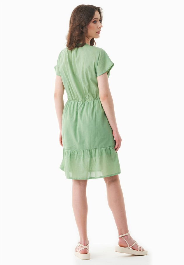 Voile Gelaagd Jurk Matcha Green