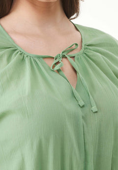 Organic Cotton Voile Tiered Dress Matcha Green