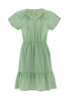 Voile Gelaagd Jurk Matcha Green