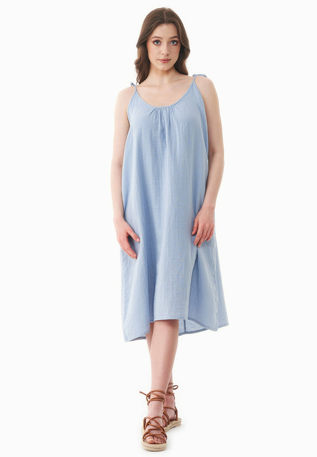 Mousseline Zomerjurk Ice Blue