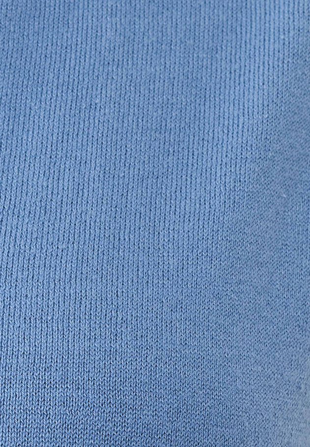 Dames Gebreid V-hals T-shirt Coronet Blue
